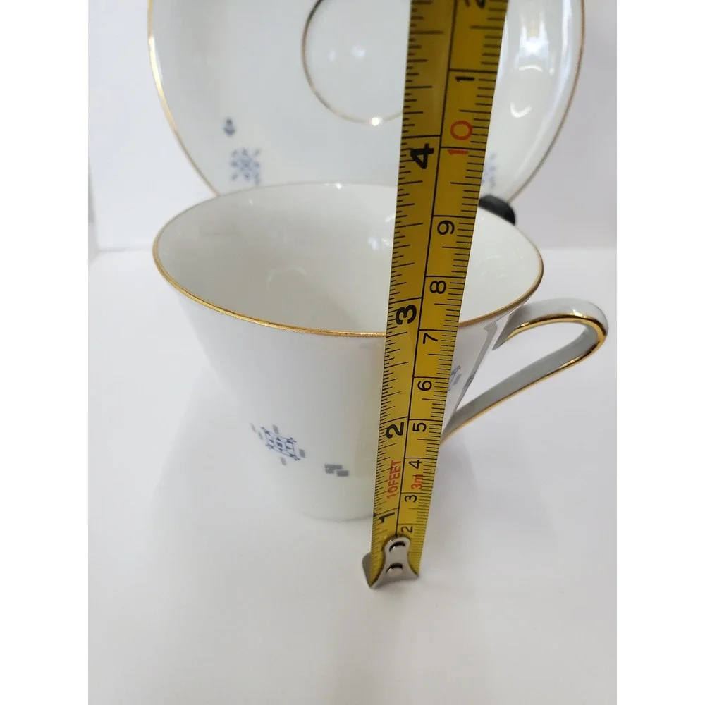 Johann Seltmann Vohenstrauss Bavaria Tea Cup Saucer Set Blue Gold Germany 85